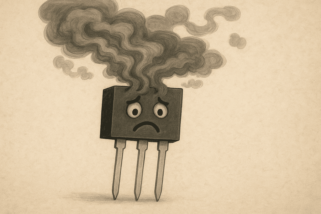 A burned sad transistor